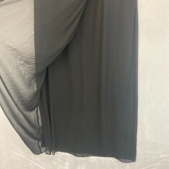 R&M Richards Chiffon Evening Dress Gown Sz‎ 16 Empire Waist Black Formal Wedding - Picture 11 of 16
